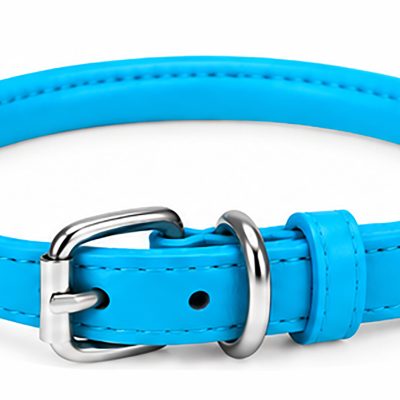 Rolled Leather Collars – Blue