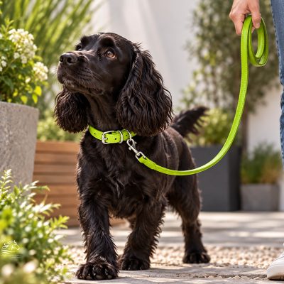 Rolled Leather Collars – Lime Green