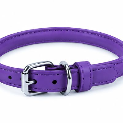 Rolled Leather Collars – Purple