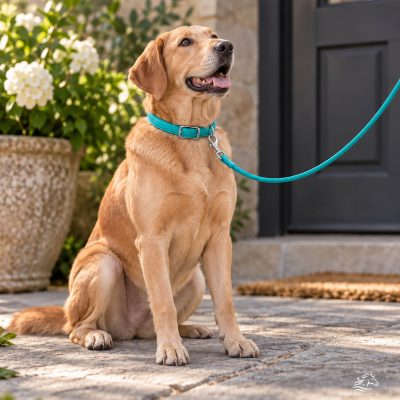 Rolled Leather Collars – Blue